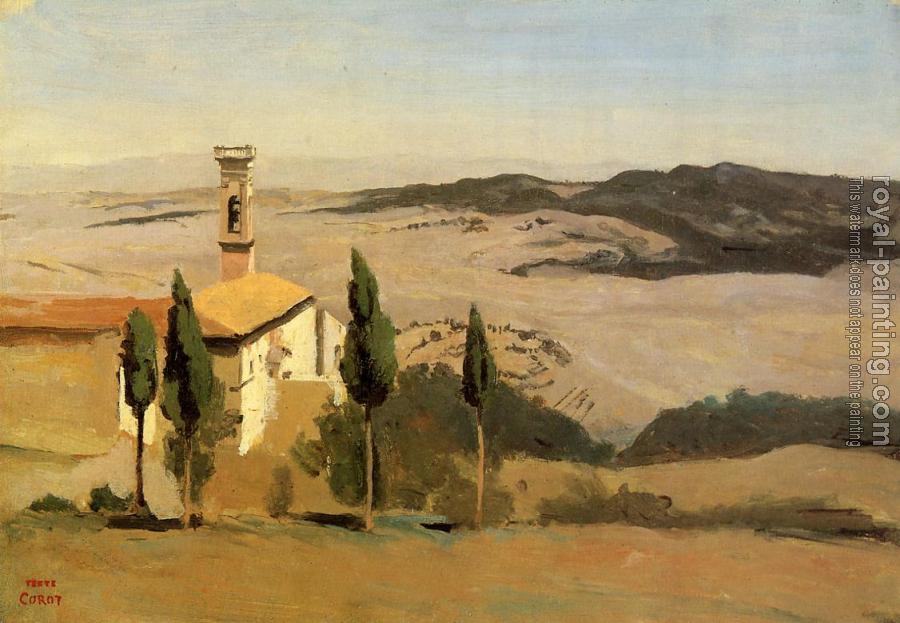 Jean-Baptiste-Camille Corot : Volterra, Church and Bell Tower